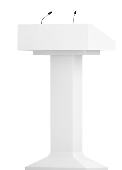 A podium with two microphones coming out of it.