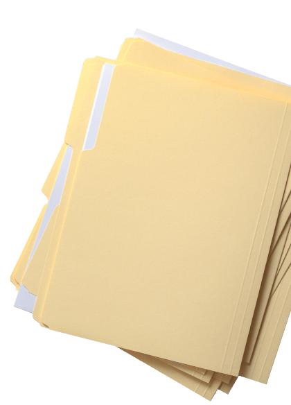 A stack of manila folders with employee benefits insurance