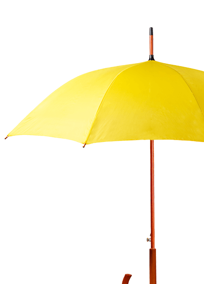 An open, yellow umbrella.